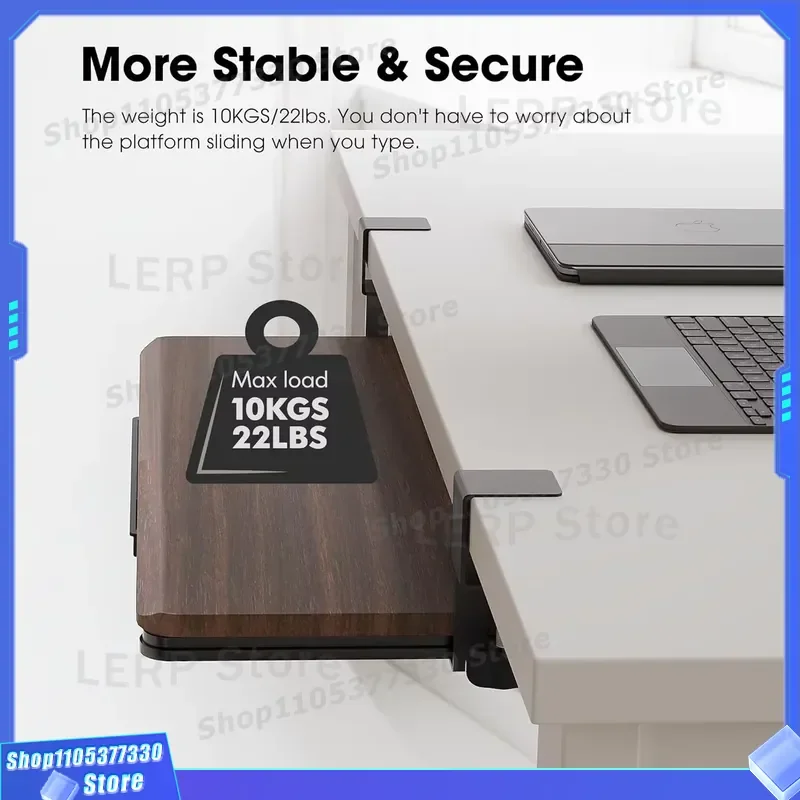 C Type Clip On Sliding Keyboard Mouse Tray Under Desk Mount Pull Out Drawer For Computer Typing Office Workstation