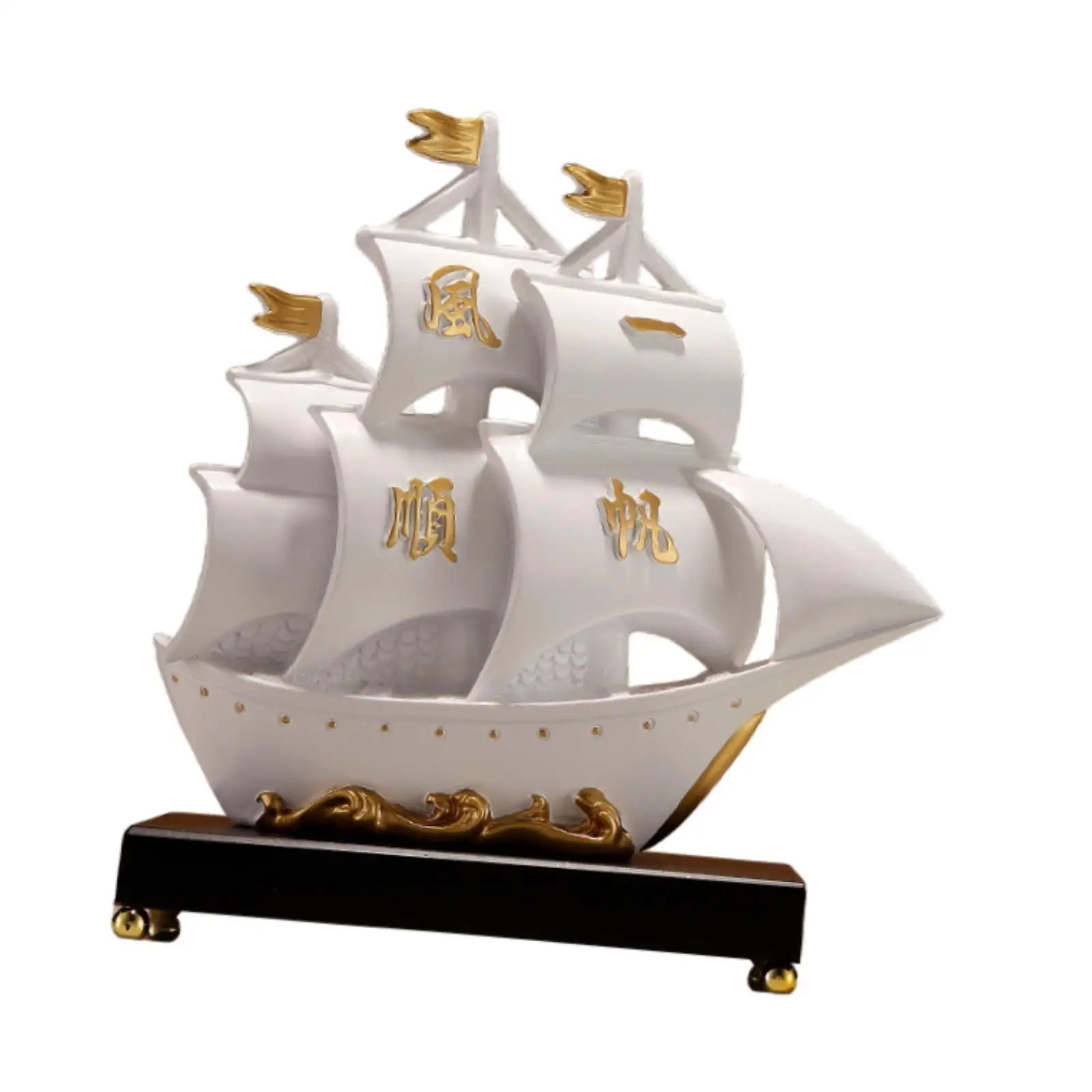 

Smooth Sailing Ship Ornament Anniversary Gift Sculpture Decorative Figurine Ornament for Bar Table Cabinet Office Living Room