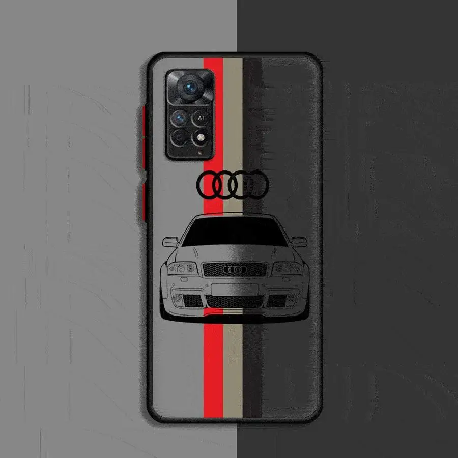 Car A-Audi Case for Xiaomi Redmi Note 12Pro 11 13 Pro Plus 11Pro 5G 9 10 Pro 4G 7 8 8T 9S 10S 11S 12S 12 Soft Phone Cover Shell