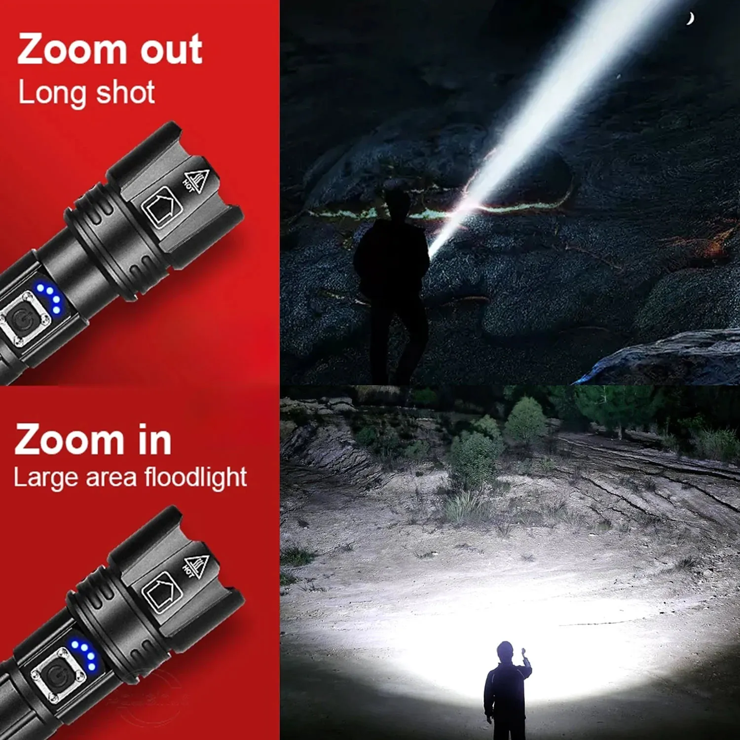 AUTLIT Super Bright LED Flashlight USB Rechargeable Torch Light With 600W LED Can Illuminate 8800 Meters Tactical Lantern