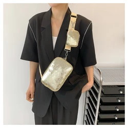 Fashion Retro Glossy Small Square Bag Versatile Shoulder Bags Women Crossbody Tote Bag with Keychain Wallet Purses and Handbags