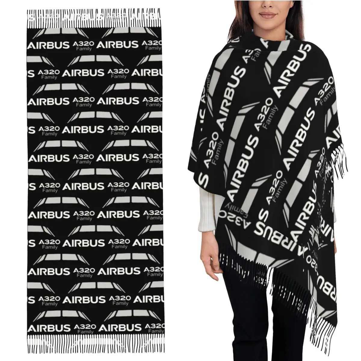 

Семейный шарф A320, шарфы с кисточками для женщин, мягкие теплые шали и накидки, длинная осенне-зимняя шаль