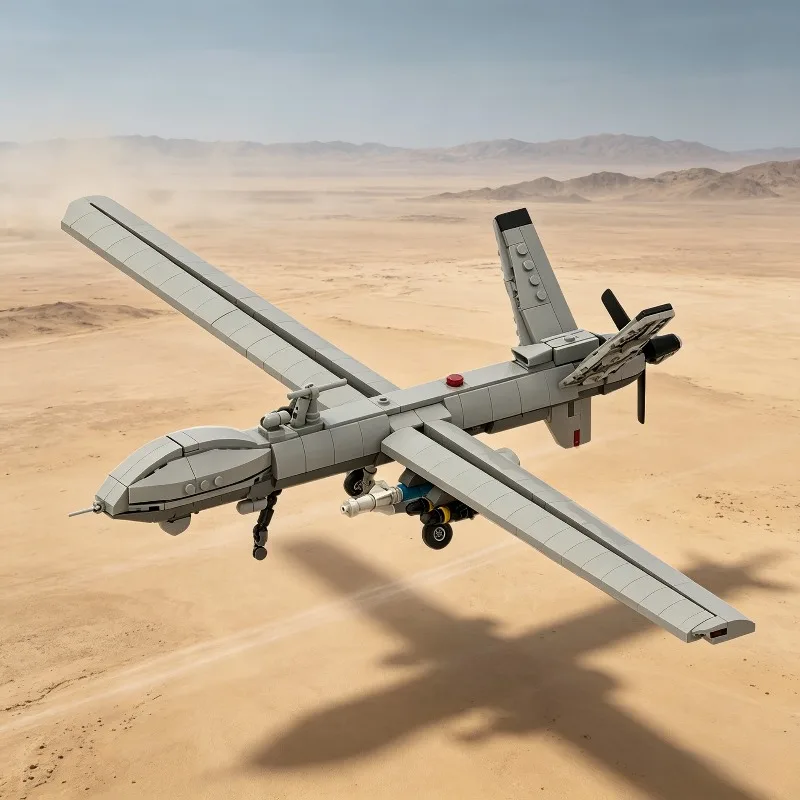 MQ-9 Reaper Drone 1:35 Scale Building Blocks MOC-101708 Assembly Bricks Military Aircraft Toy Gift For Aviation Enthusiasts