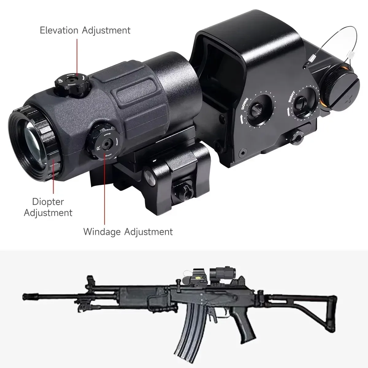 E * T * CH 558 + G33/G43/G45 صندوق تكتيكي ثلاثي الأبعاد أخضر أحمر نقطة البصر الصيد 3X 5X المكبر Riflescope أفضل نسخة Airsfot والعتاد