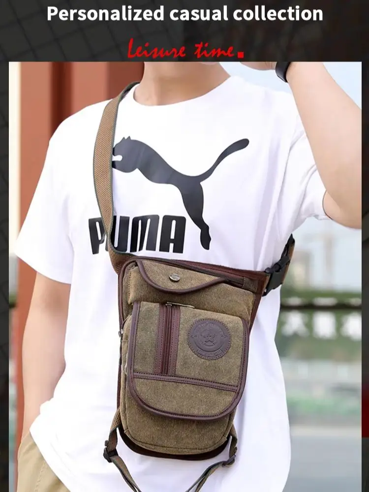 Torba na nogę Mężczyźni Drop Waist Fanny Pack Motorcycle Rider Tactical Military Messenger Cross Body Outdoor Sports Męski pas biodrowy Bum Bags — zdjęcie 2