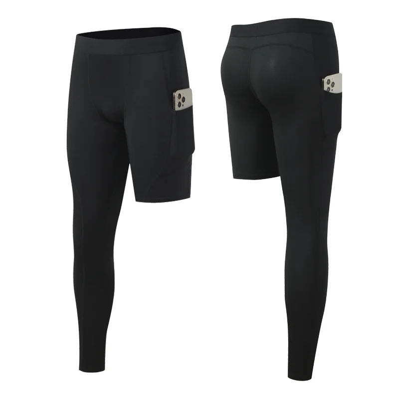 Summer Men Capri Running Tights GYM 3/4 Pants Male Basketball Football Soccer Fitness Exercise Sport Cropped One Leg Leggings