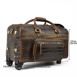 Luufan Genuine Leather Travel Duffel With Wheels Men Women Business Trolley Case Big Carry On Luggage Weekend Bag Travel Duffle