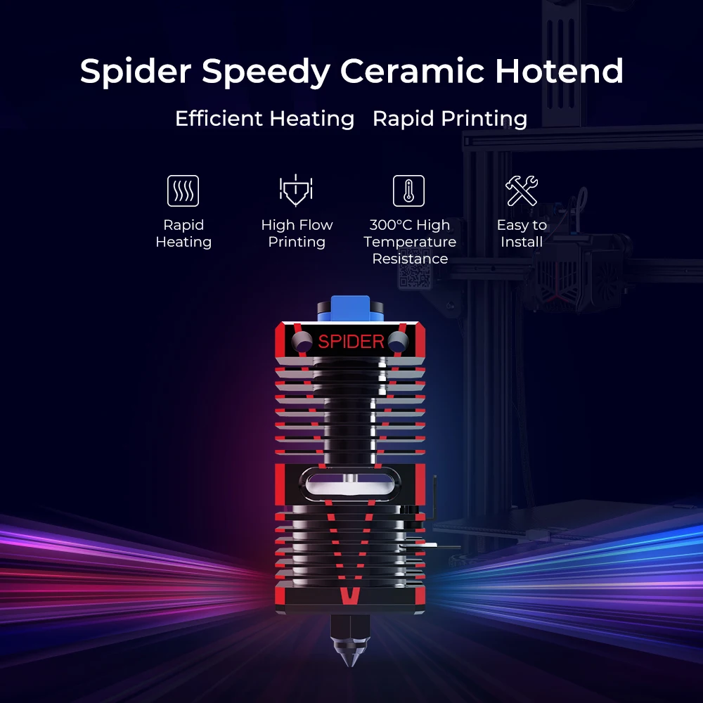 Creality 3D Spider Speedy Ceramic Hotend Rapid Heating High Flow 300°C High Tem Resistance 24V for Ender-3 Ender-5 CR-10 Series