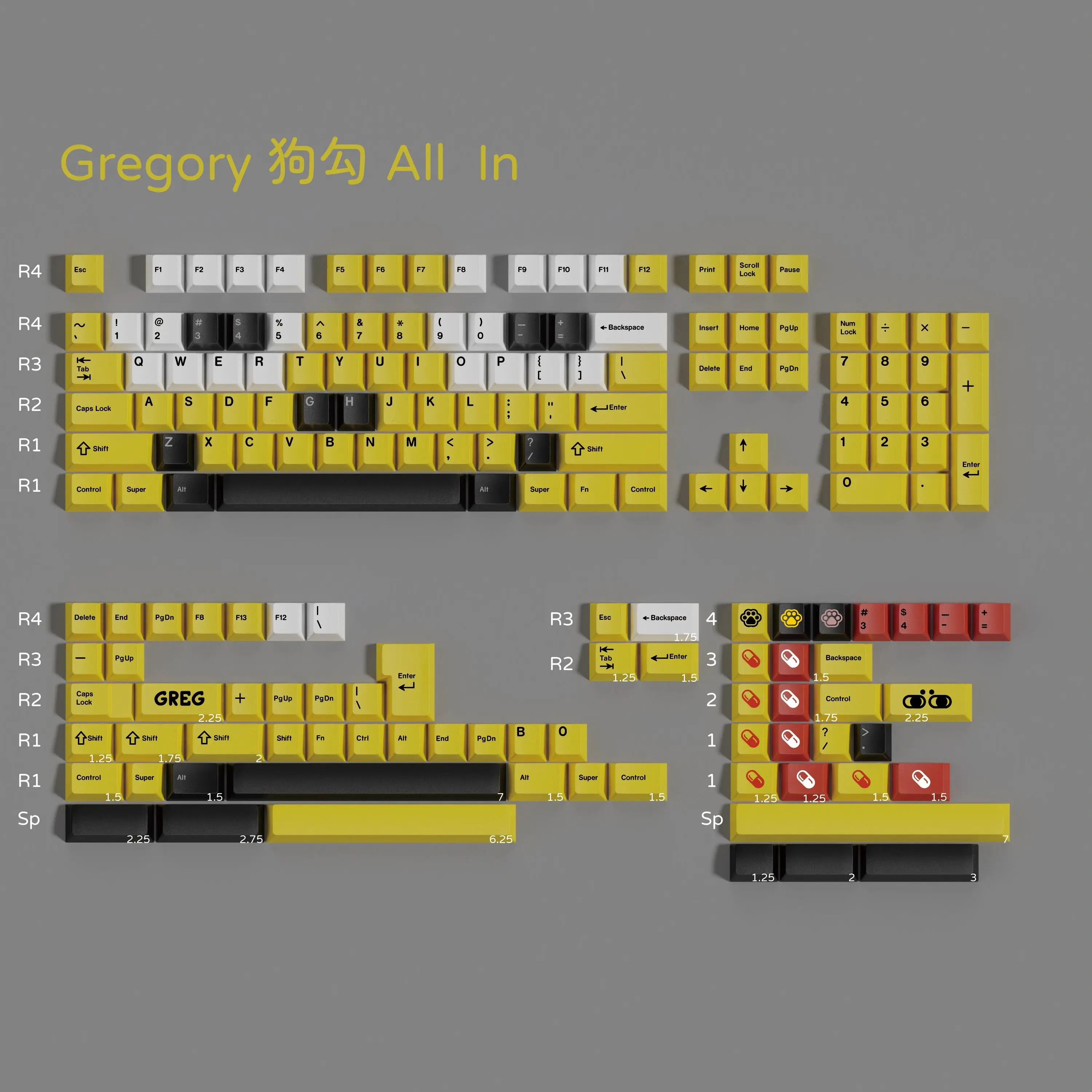 PBT GMK Gregory Keycaps Cherry Profile 5 Side Dye Sublimation Keycap For Mechanical Game Keyboard Accessories Split Spacebar