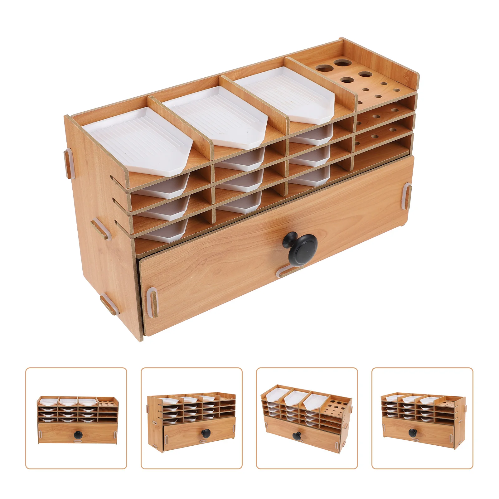 

Diamond Drawing Storage Box 10 Compartments Wood Silicone Plastic Lightweight Portable Beads ganizer Container for Nail Arts