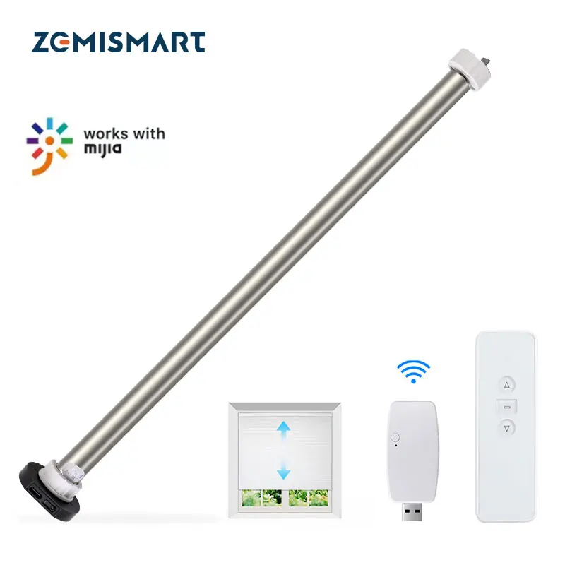 Zemismart Mihome Rechargable Roller Blind Motor for 17mm 25mm Tube Motorized Electric Curtain Driver Mijia App Remote Control