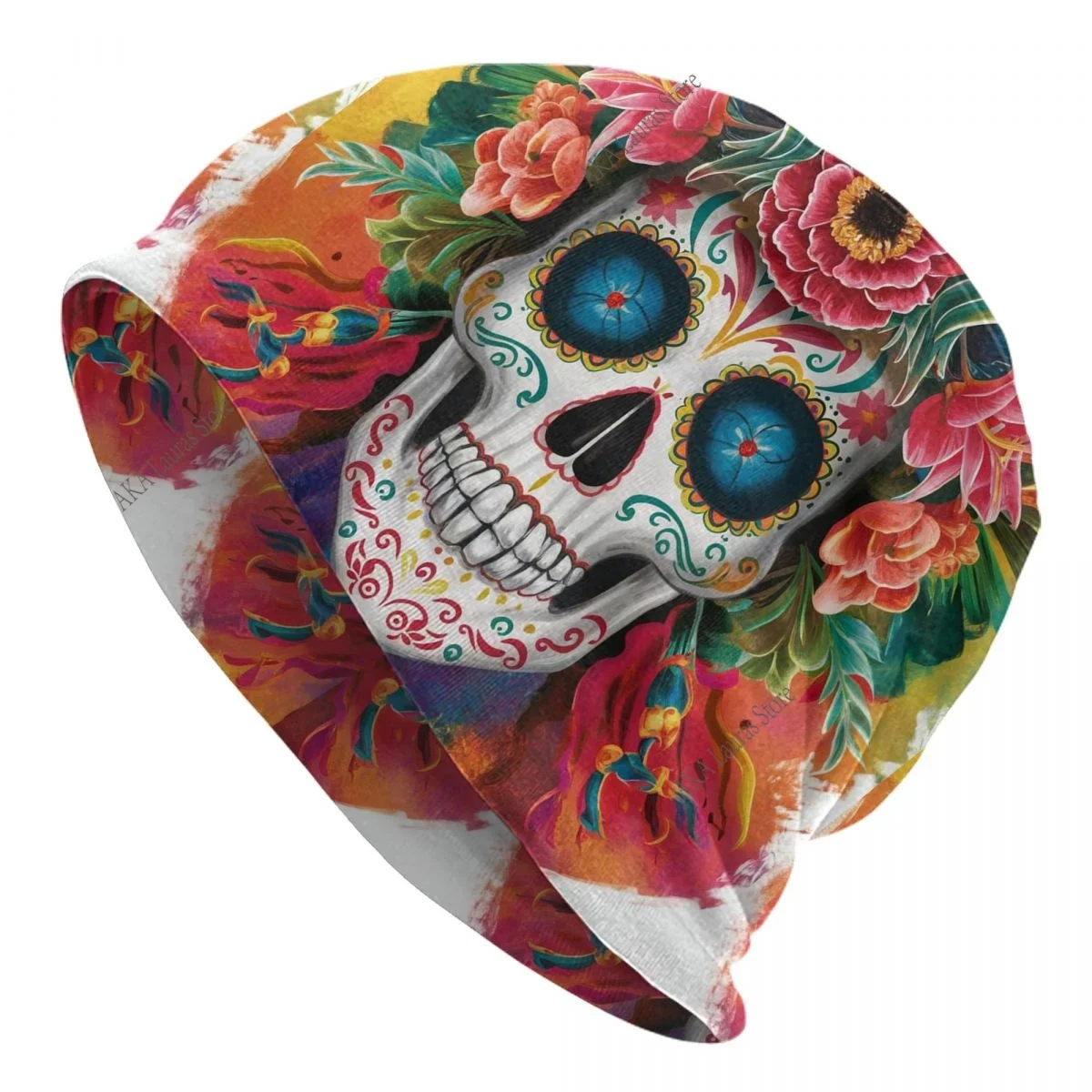 

Мексиканская Catrina Girl Day Of The Dead, сахарный череп, мужские и женские шапочки, ветрозащитная лыжная шапка, двухслойная тканевая шапка с капюшоном