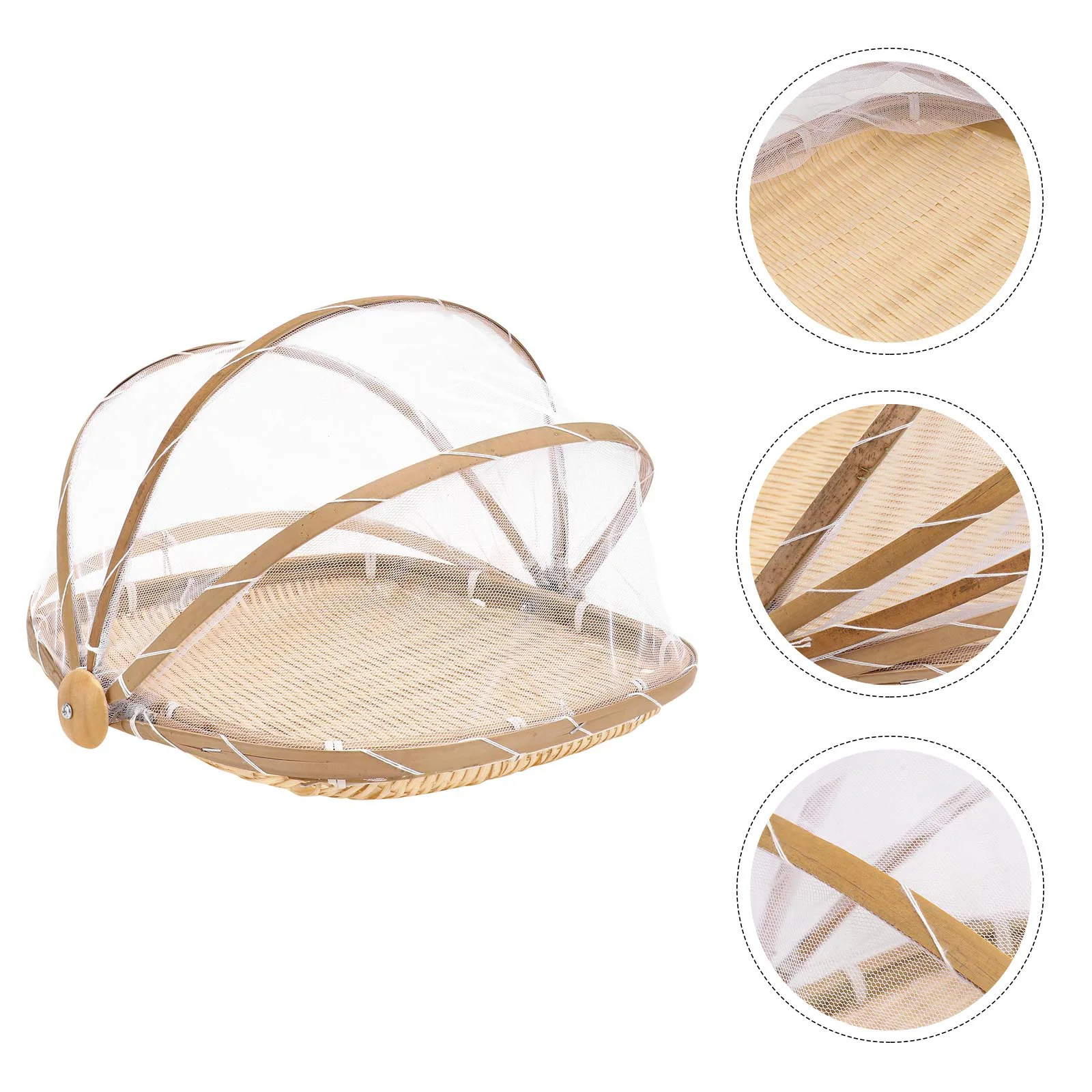 Vegetable Cover Dustpan Bamboo Basket Food Tray Bread with 28x28cm Weaving Tent Protective Dish Kitchen Tool