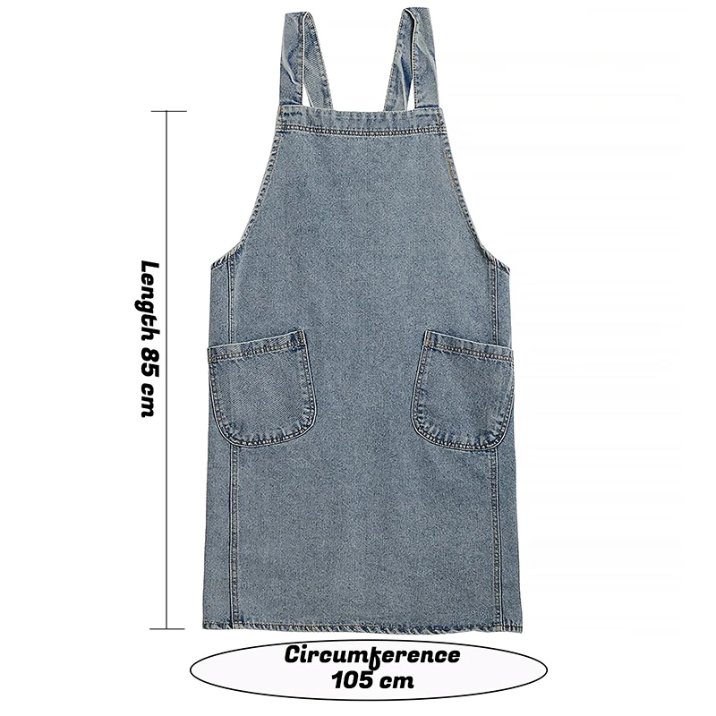 Adjustable Denim Apron for Men and Women, Adult Denim, Cooking Clothes, Restaurant, Coffee, Milk, Tea Shop, Work Clothes