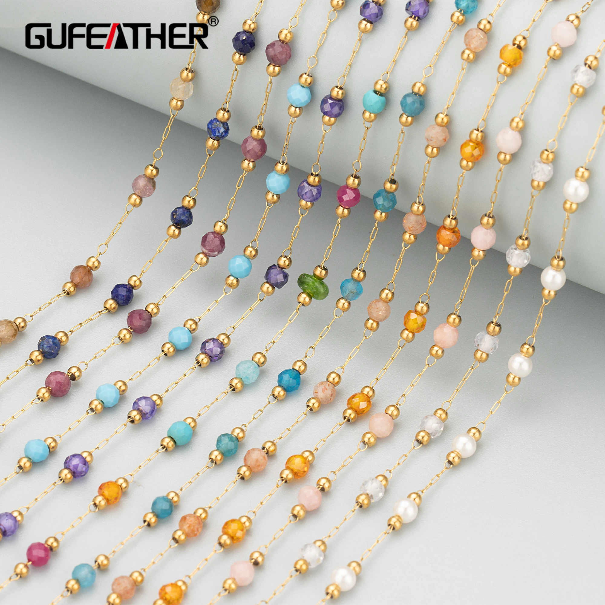 

GUFEATHER C376,chain,stainless steel,nickel free,natural stone,charms,hand made,diy bracelet necklace,jewelry making,1m/lot