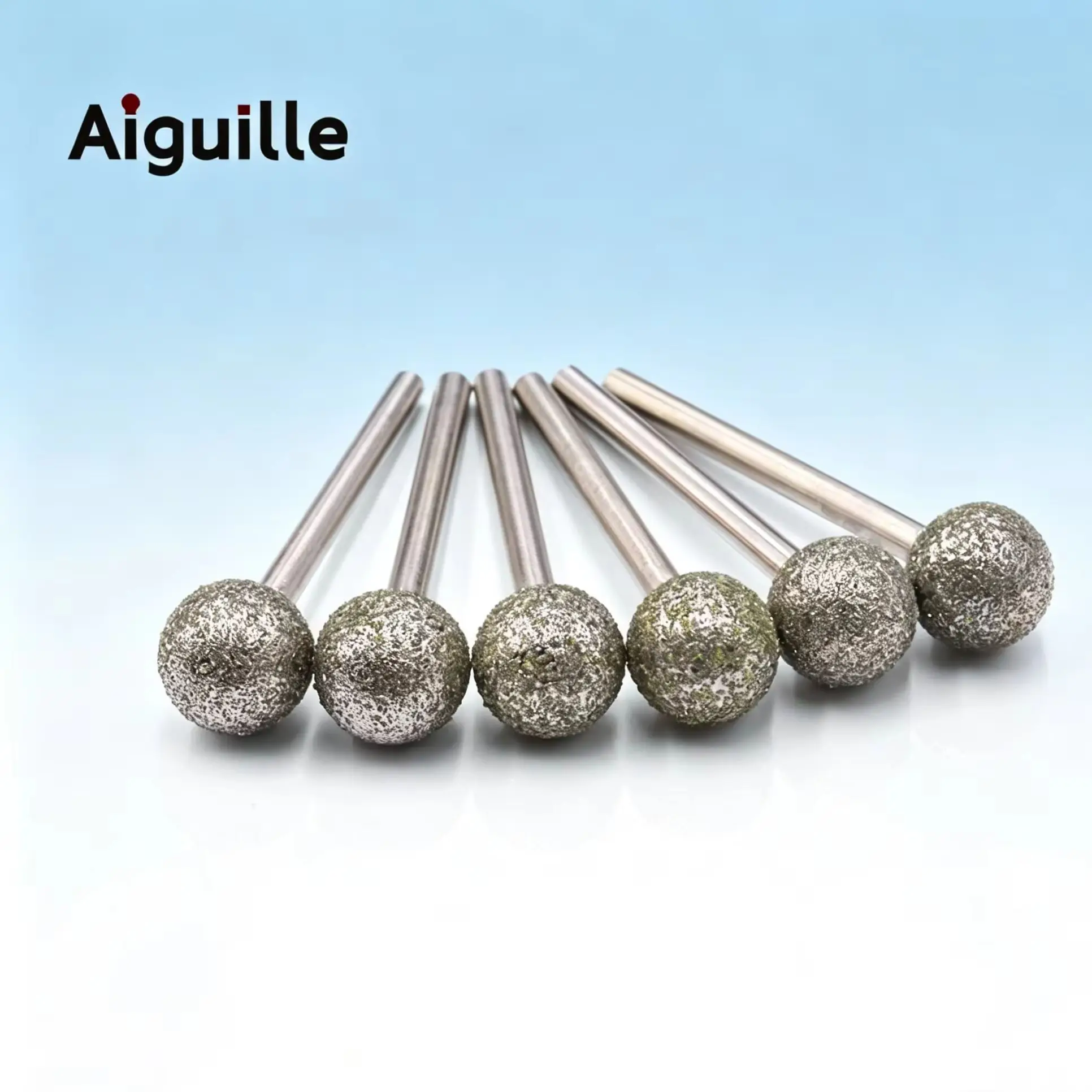 Aiguille 50pcs Ball-Shaped Diamond Grinding Heads 60# 3mm Shank for Jade Processing Polishing and Shaping