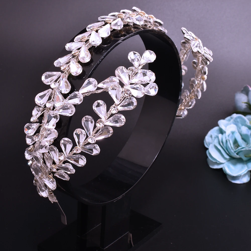 

DZ149 Luxury Rhinestone Bridal Headband Silver Wedding Headpiece Africa Bride Headdresses Party Hairband Princess Hair Hoops