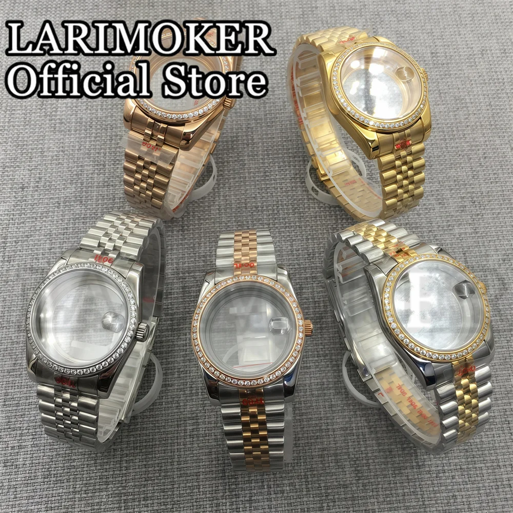 LARIMOKER watch case 36mm/39mm for NH35 ETA2836 Miyota DG ETA PT5000 movement diamond decorated sapphire stainless steel case