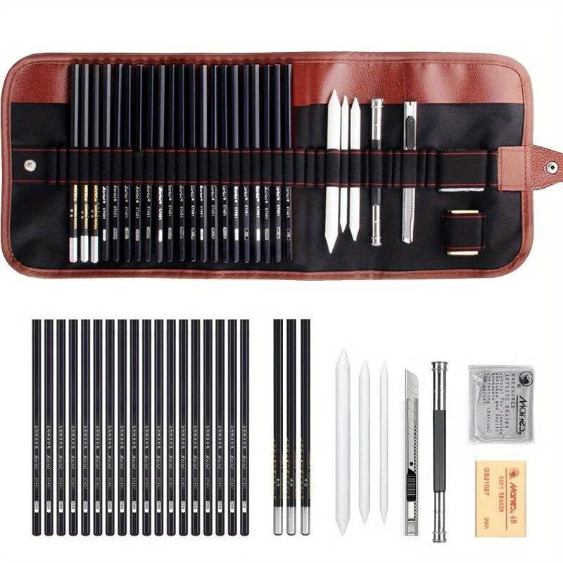 29pcs Drawing Sketch Set Charcoal Pencil Eraser Art Craft Painting Sketching Kit Artist's Pencils Earser Drawing Supplies