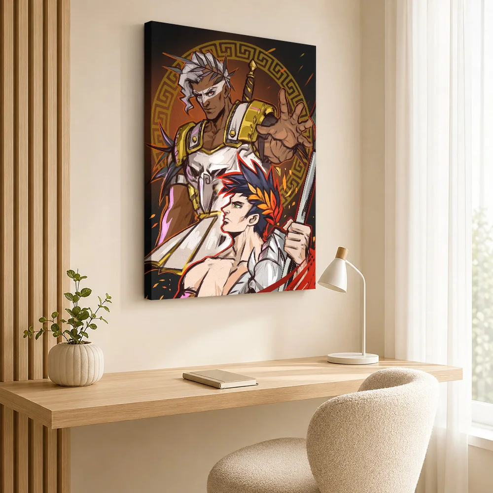 Hades Game Fanart: Zagreus and Thanatos Canvas Print Poster Customized Gaming Anime Wall Art for Game Room Decor Ready to Hang