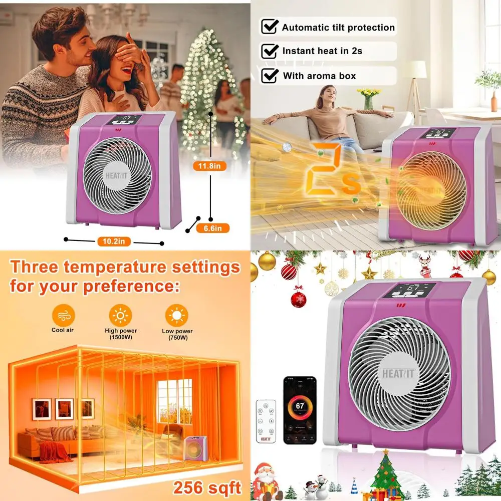 

Portable Digital Thermostat Space Heater with Remote, Plasma & Ozone, 1-12H Timer, 1500W/750W, Ideal for Office and Bedroom, Pin