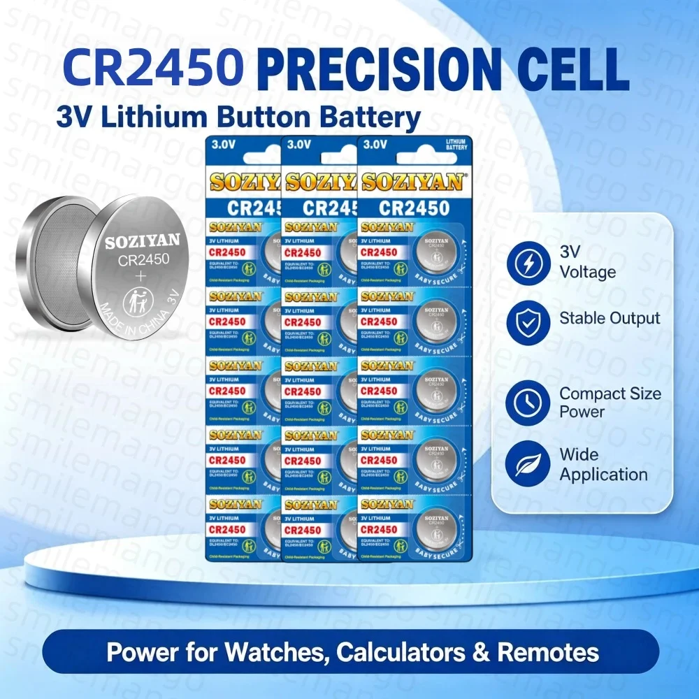 CR2450 3V Lithium Coin Battery DL2450 BR2450 Button Cell For Car Key Fob Weighing Scale Sensor Remote Control