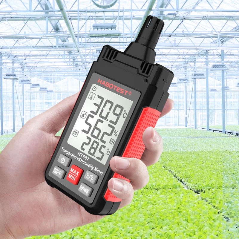 Digital Psychrometer Industrial Temperature Humidity Meter Handheld LCD Thermometer Hygrometer with Ambient Dew Point Wet Bulb