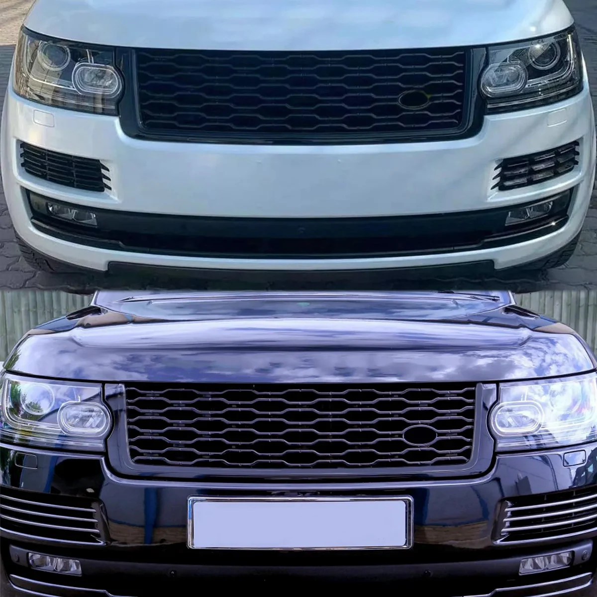 Replace For Land Rover Range Rover Vogue L405 2013~2017 Gloss Black Facelift Look Front Bumper Racing Grille Honeycomb Style ABS