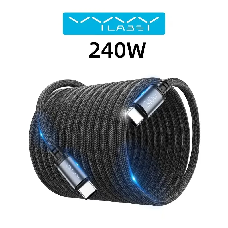 

VYVYLABS 240W PD Cable Fast Charging Type-C to Type-C Cable Mobile Phone Data Charger for iPhone/iPad/Samsung/Laptop