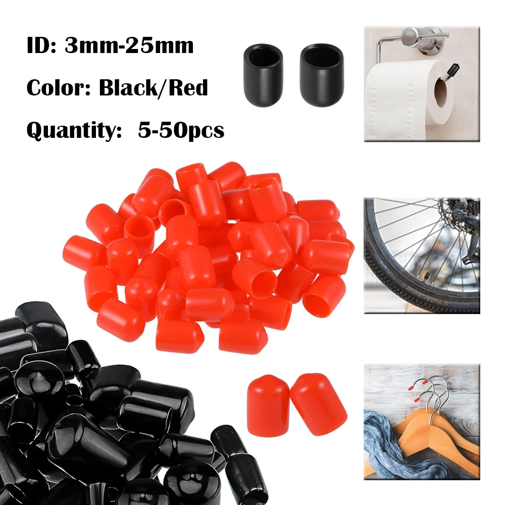 5-50pcs Black Red Rubber End Caps, Vinyl Thread Protectors,Safety Covers for Bolts Screws, Fast Shipping
