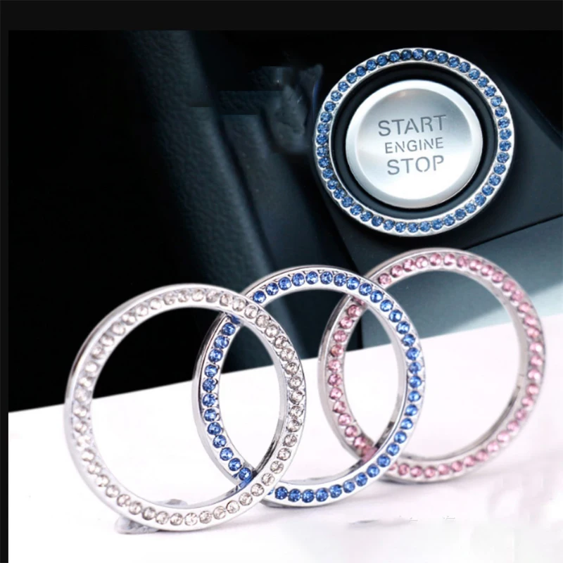 Automobiles Start Switch Button Decorative Diamond Rhinestone Ring Circle Trim Auto Decorative With Crystal And Car Accessories