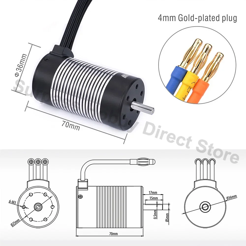 Rocket 2845 F540 3650 3660 3665 3670 3674 4068 Waterproof Brushless Motor for 1/10 1/12 1/14 RC Cars Wltoys Boat Robot Toys