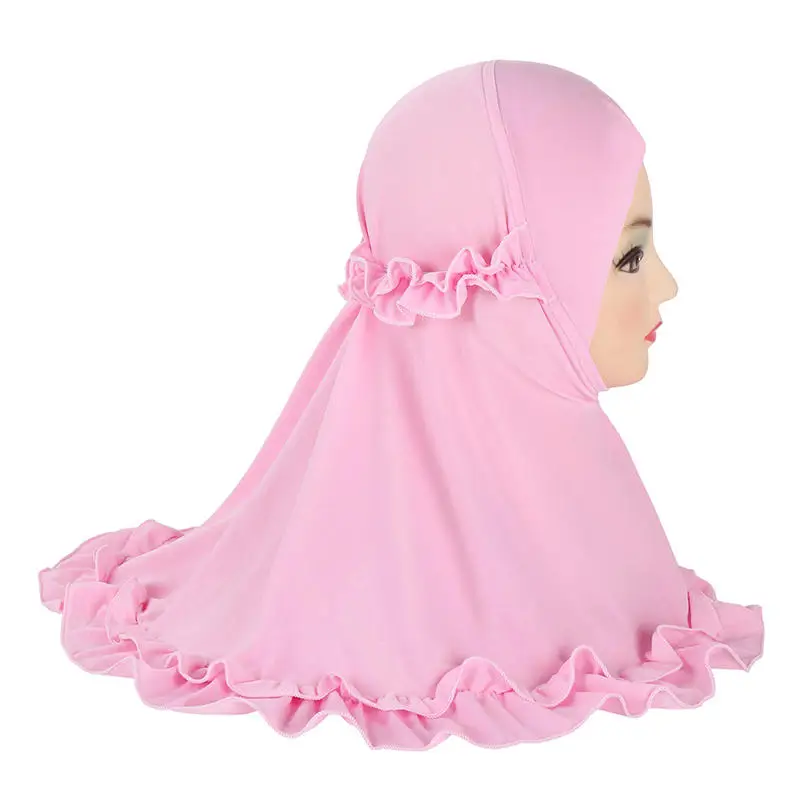 

2 to 7 Years Old Girls Turban Children Hijabs Muslim Kids Hijab Islamic Scarf Shawls Soft and Stretch Material