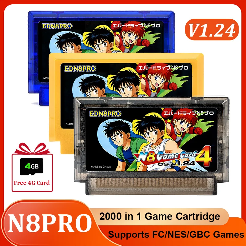 

ED-N8PRO 2000 in 1 OSV 1.24 FC Game Cartridge 8 Bit Flash Card with 4G TF Card for NES Famicom Classic Family Console Accessory