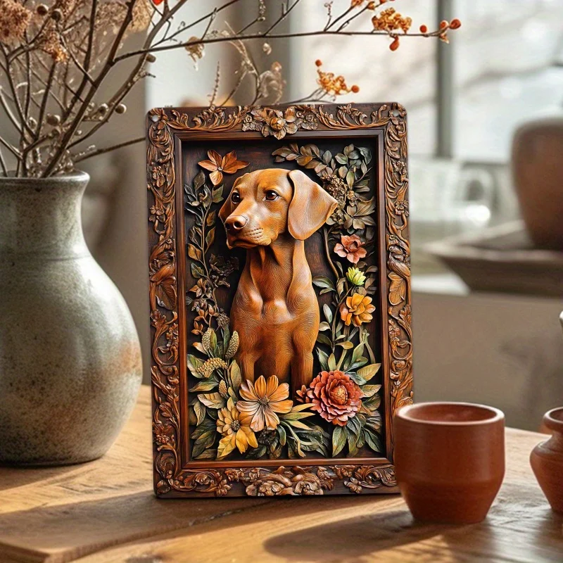 Elegant Vizsla Dog Portrait, Vintage Aluminum Wall Art Sign, Durable & Fade-Resistant Decor for Home, Garage, or Shop