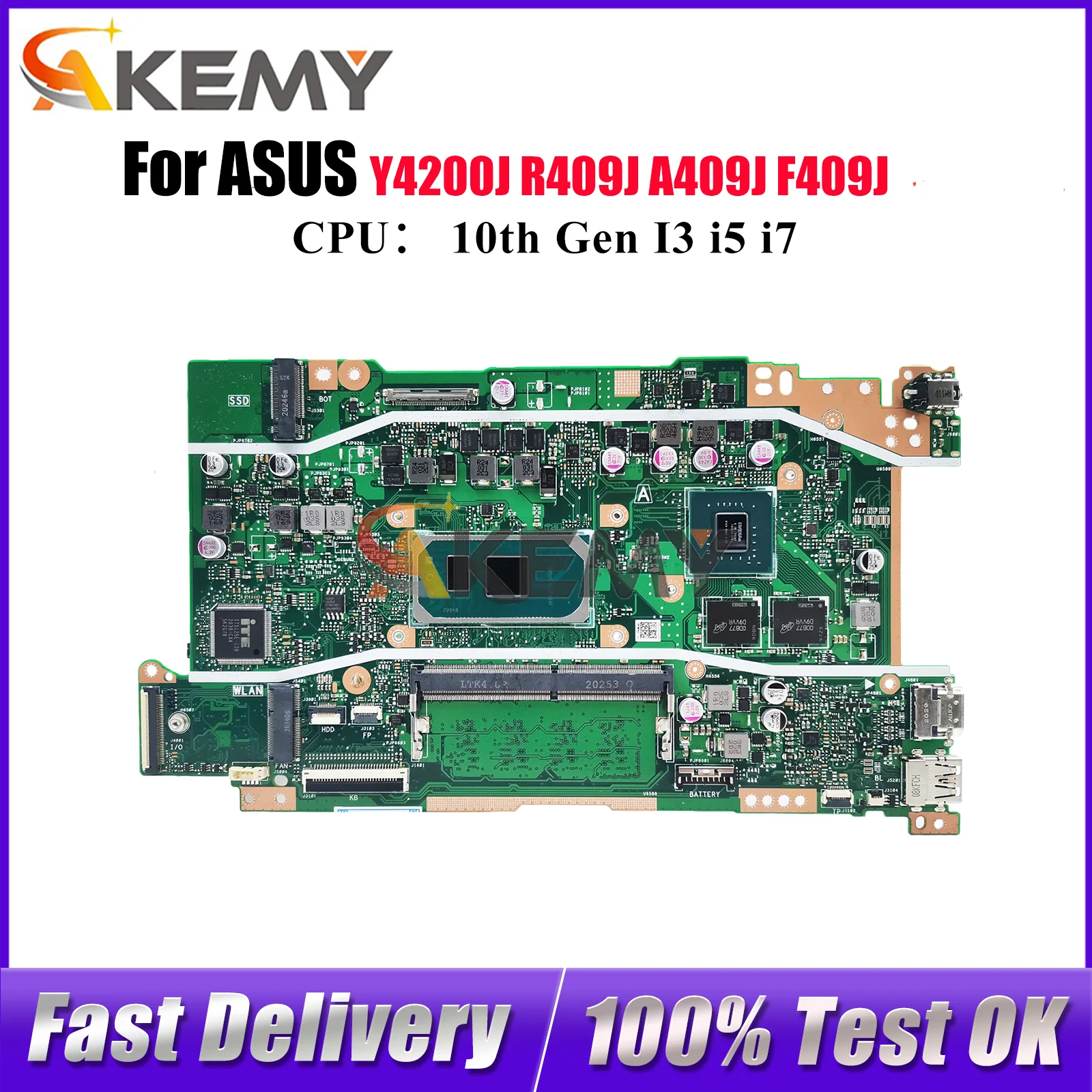 

X409JP Laptop Motherboard For ASUS A509J F509J X409JP Y4200J X409JB P1510CJA A409J R409J X409J F409J Mainboard 10th Gen I3 i5 i7