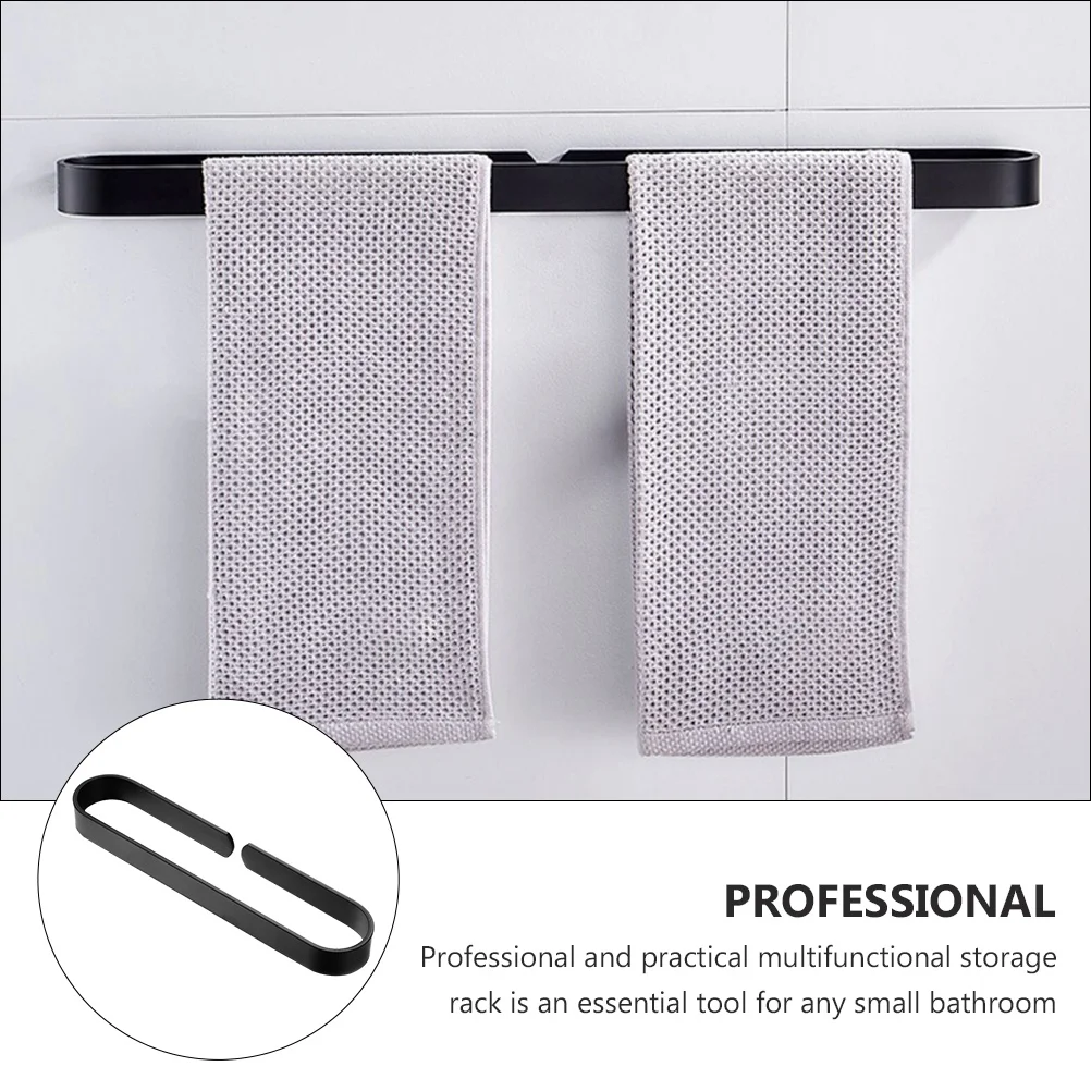 

Aluminium Alloy Bathroom Towel Bar Holder Punch Free Dual Purpose Towel Rack Organizer Metal Hanger Storage Shelf