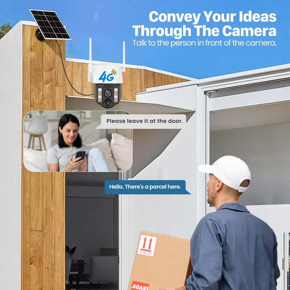 كاميرا تعمل بالطاقة الشمسية في الهواء الطلق 4G HD مع بطاقة Sim كاميرا ويب IP لاسلكية بطارية منخفضة تعمل بالطاقة كاميرات AOV حماية أمن الوطن الذكي CCTV