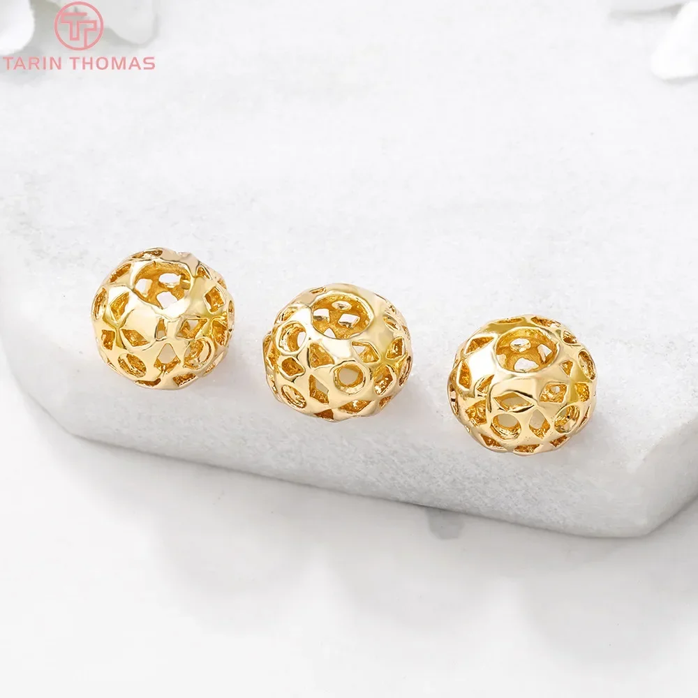 (3100)6PCS 9x12MM 24K Gold Color Plated Brass Spacer Beads Charms Connector High Quality DIY Jewelry Making Findings Accessories