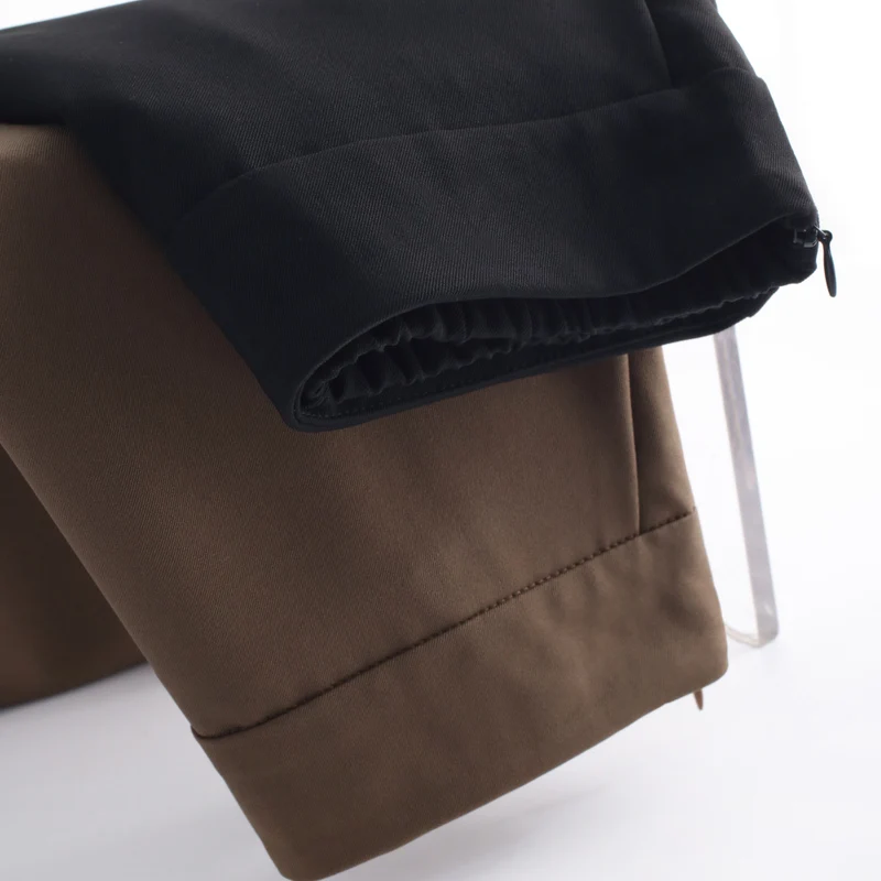 ZUZK Women Solid A-Line Suit Skirt Spring Autumn Elastic Waist Mid-Length Pocket Office Lady Skirt Casual Skirt