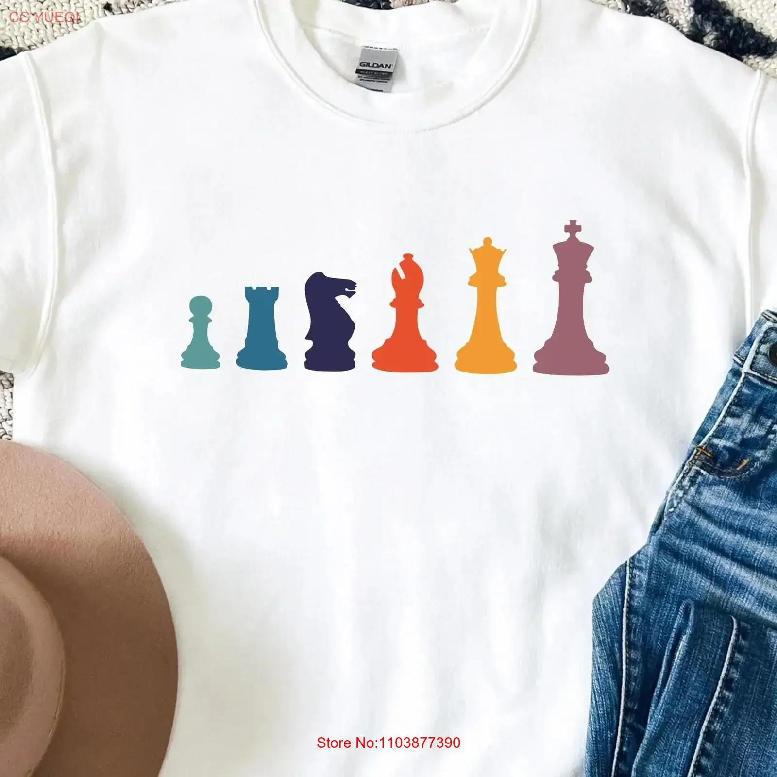 Vintage Chess Piece Lineup Crewneck Sweatshirt