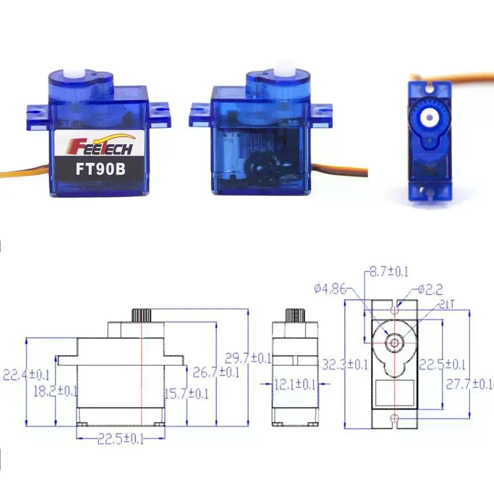 9g FT90B Micro Digital Servo 1.5kg Mini Servo Motor 180 Degree POM Plastic Gear and Wheel Combination Parts for RC Car Robot