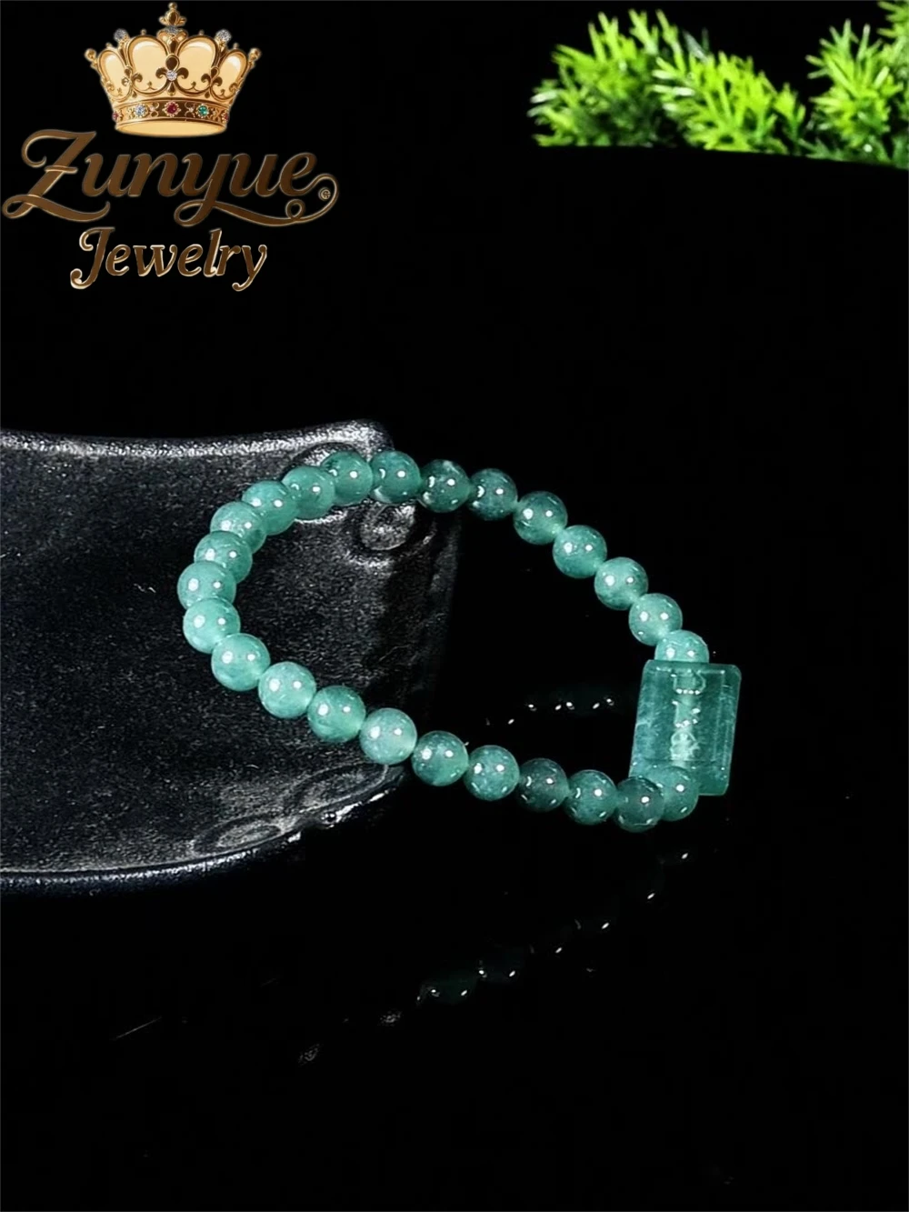 

Genuine Natural A-Grade Jade Blue Water Six-Character True Words Bracelet Ice-Type Jadeite Men's And Women's Style Bracelet