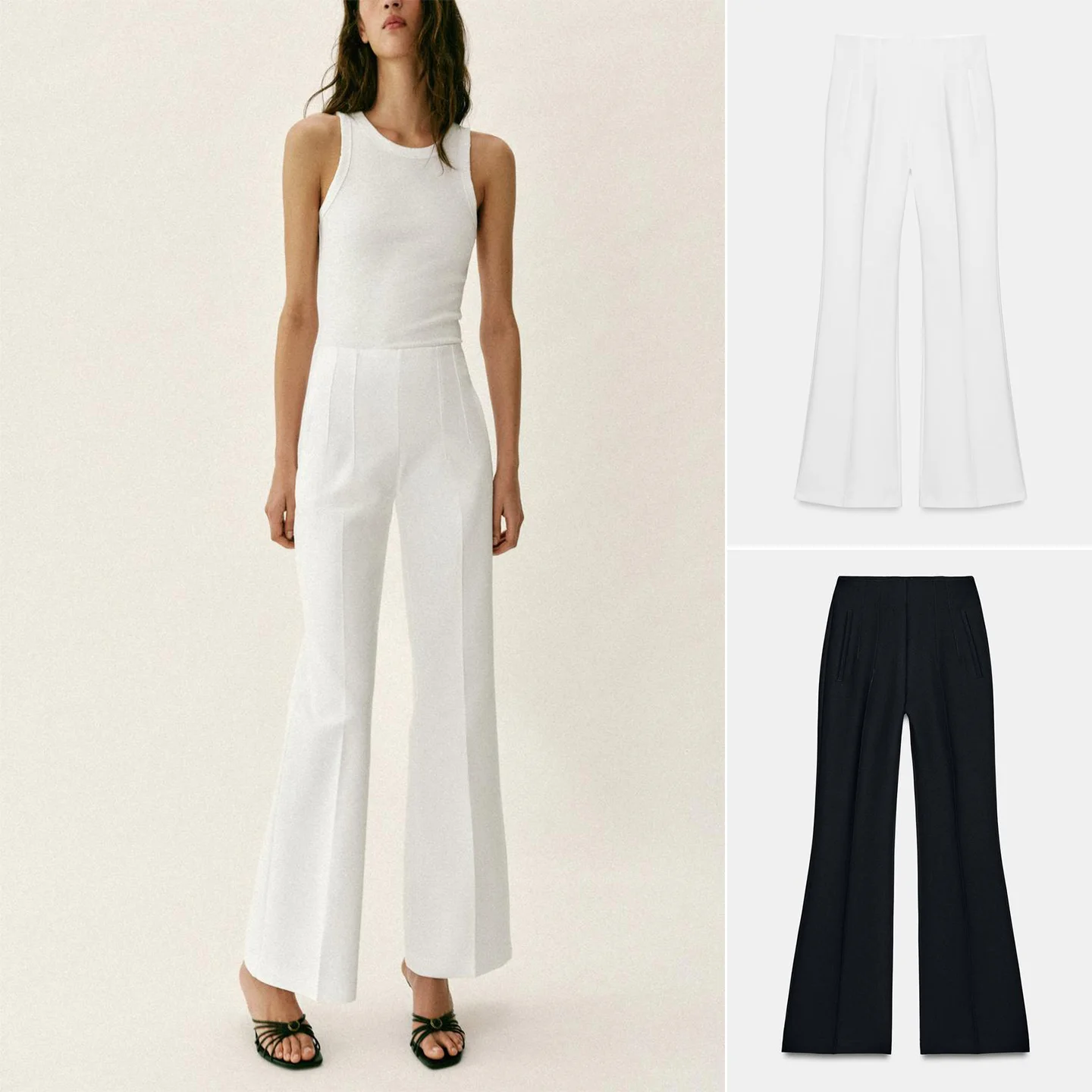 

Summer New Women's Commuter Style High Waist Flared Casual Trousers Zipper Pocket Decorated Casual Pants Ladies Polyester Fiber