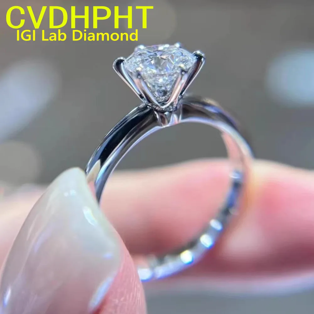 

Кольцо с выращенным в лаборатории бриллиантом IGI, роскошное, круглое, цвета D, 1, 2, 3 карата, из белого золота 9K/14K, обручальное кольцо, продажа от производителя. ﻿