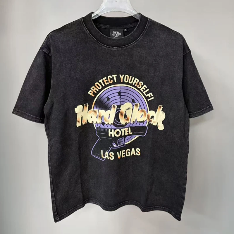 2026 High Street Trend Hip Hop Men's Women's TRIPLE SEVENS Short Sleeved Summer Roundneck Vintage Distressed T-Shirt Stock