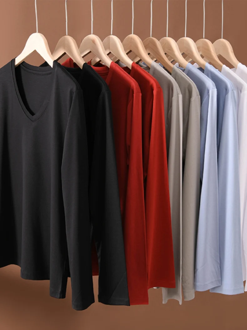 SuyaDream, camisetas lisas para mujer, mezcla de algodón y seda, camiseta lisa de manga larga con cuello redondo, Top básico de primavera y otoño 2025, blanco y negro