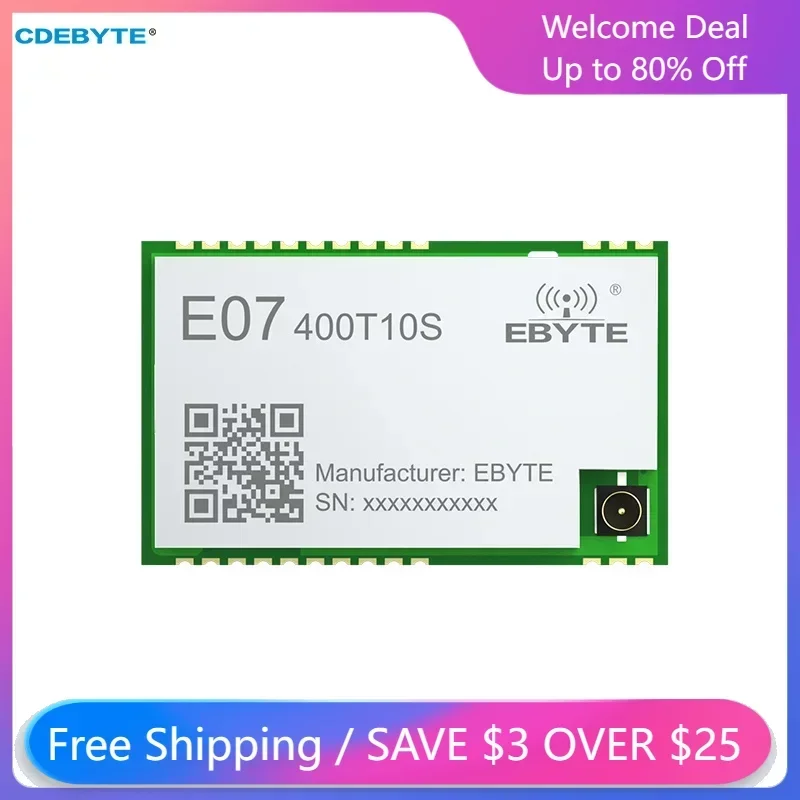 

CDEBYTE CC1101 400MHz 433MHz 10dBm Wireless RF Module SOC IPEX Stamp Hole 1.5km Data Transmitter Remote Control IoT E07-400T10S