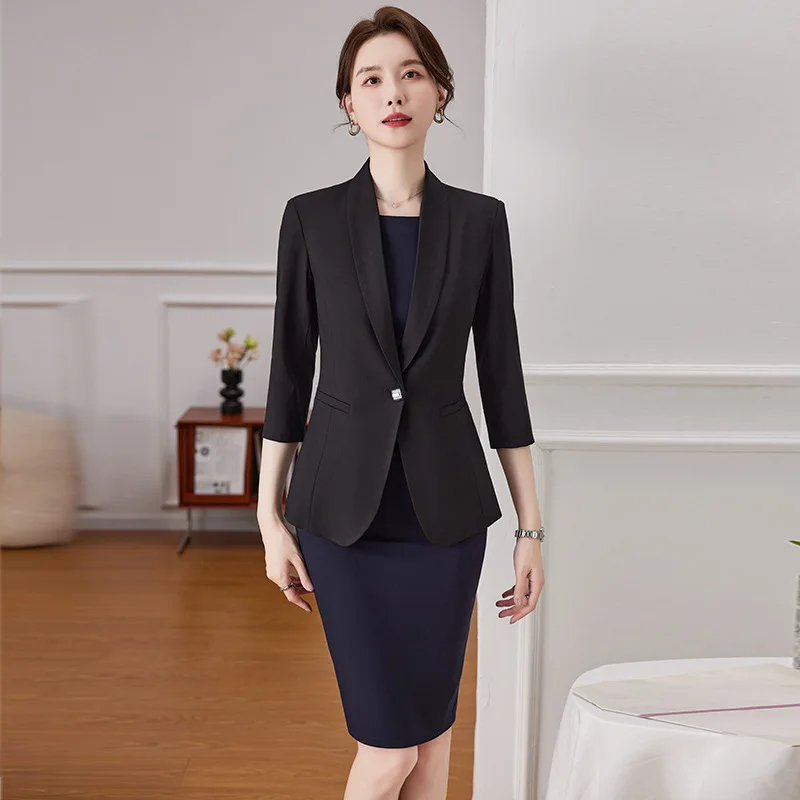 High-Grade Suit Jacket Women's Summer Host Temperament Goddess Style Suit Fashion Dress Two-Piece Suit