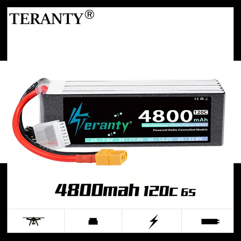TERANTY 6S 4800mAh Lipo Battery 22.8V 120C/240C With XT60 XT90 Plug for RC FPV Drone Quadcopter Airplane Helicopter RC Battery